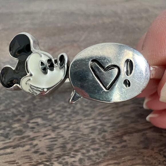 Disney Parks Mickey Mouse Dots & Dash silver tone hinged bracelet - Picture 2 of 5